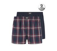 BOSS Pyjama-Shorts aus Baumwoll-Popeline mit Logos im Zweier-Pack - Style 2P Boxer S. CW Peach, 50515464 Rot / Dunkelblau S