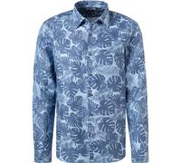 BOSS Black Hemd Herren Regular Fit Langarm Baumwolle-Leinen blau, 40