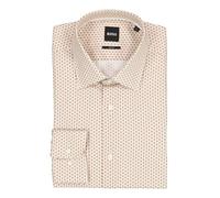 BOSS Slim-Fit Hemd aus bedrucktem Baumwoll-Twill - Style H-HANK-kent-C1-214, 50545256 Beige 42