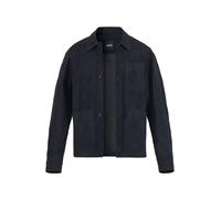BOSS Black Lederjacke Herren Umlegekragen Ziegenvelours blau, 48 (S)