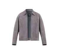 BOSS Black Lederjacke Herren Umlegekragen Ziegenvelours grau, 48 (S)