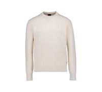 BOSS Black Pullover Herren Regular Fit Rundhals Schurwolle weiß, M