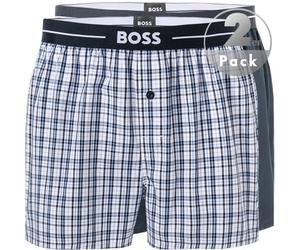 BOSS Black Pyjama-Shorts Herren Baumwolle blau kariert, L