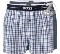 BOSS Black Pyjama-Shorts Herren Baumwolle blau kariert, S
