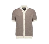 BOSS Black Strick-Hemd Herren Regular Fit Kurzarm weiß, M