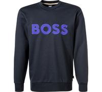 BOSS Black Sweatshirt Herren Slim Fit Rundhals Baumwolle blau Logo und Motiv, L
