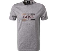 BOSS Black T-Shirt Herren Slim Fit Kurzarm Rundhals Baumwolle grau, L