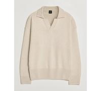 BOSS BLACK Ucari Wool Knitted Polo Open White Beige M