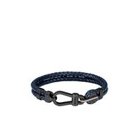 BOSS Blaues Armband aus geflochtenem Leder mit schwarzem Karabinerverschluss - Style ARES PRIME, HB1580701 Dunkelblau M