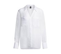 BOSS Bluse aus Ramie mit V-Ausschnitt und Kragen - Style Bosala, 50538687 Weiß 36