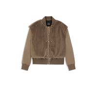 BOSS Regular Fit Bomberjacke mit abnehmbarer Weste aus Kunstfell in Mud, Größe 42