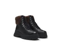 BOSS Boots aus Leder mit Kunstfellbesatz - Style Foster_LUBootie_RBLT, 50552767 Schwarz 42