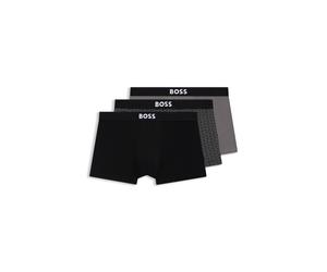 BOSS BOSS ONE eng anliegende Boxershorts aus Stretch-Baumwolle im Dreierpack - Style Trunk 3P BOSS ONE D, 50549832 Schwarz / Grau M
