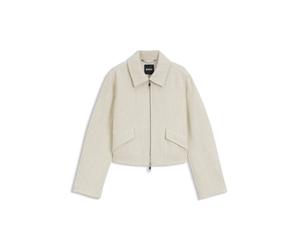 BOSS Bouclé Jacke mit Zwei-Wege-Reißverschluss - Style Cafiore, 50543212 Hellbeige 46