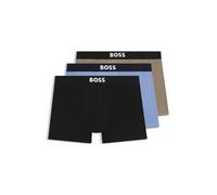 BOSS Dreierpack eng anliegende Boxershorts aus Stretch-Baumwolle - Style BoxerBr 3P BOSS ONE, 50544272 Beige / Schwarz / Blau S