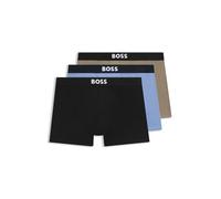 BOSS Dreierpack eng anliegende Boxershorts aus Stretch-Baumwolle - Style BoxerBr 3P BOSS ONE, 50544272 Beige / Schwarz / Blau L