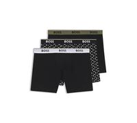 BOSS Dreierpack eng anliegende Boxershorts aus Stretch-Baumwolle mit Logos am Bund - Style BoxerBr 3P Power Des, 50554438 Schwarz S