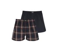 BOSS Pyjama-Shorts aus Baumwoll-Popeline mit Logos im Zweier-Pack - Style 2P Boxer S. CW Peach, 50515464 Rot / Dunkelblau M