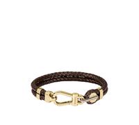 BOSS Braunes Armband aus geflochtenem Leder mit goldfarbenem Karabinerverschluss - Style ARES PRIME, HB1580700 Dunkelbraun M