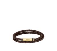 BOSS Braunes Armband aus geflochtenem Leder mit Logo-Schließe - Style ARES, HB1580670 Dunkelbraun S