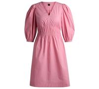 BOSS Kleid aus Baumwoll-Popeline mit V-Ausschnitt und geraffter Taille - Style C_Dezzan, 50537908 Hellrosa 38