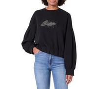Sweatshirt BOSS ORANGE "Easton Premium Damenmode", Damen, Gr. XL (42), schwarz (schwarz 001), Sweatware, Obermaterial: 100% Baumwolle, Glitzermuster, unifarben, normal, Rundhals, Rippbündchen, Sweatsh