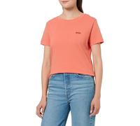 T-Shirt BOSS ORANGE "Esogo Premium Damenmode", Damen, Gr. M, light, pastel rot 638, Single Jersey, Obermaterial: 100% Baumwolle, unifarben, casual, slim fit hüftlang, Rundhals, Kurzarm eingesetzt norm