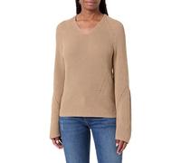 Strickpullover BOSS ORANGE "Fardella Premium Damenmode", Damen, Gr. S, beige (rust, copper 222), Strick, Obermaterial: 100% Baumwolle, unifarben, casual, V-Ausschnitt, Langarm, Pullover, mit Ajouré-De