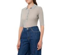 Kurzarmpullover BOSS ORANGE "Fugano Premium Damenmode", Damen, Gr. XL, silber (silber 041), Rippstrick, Obermaterial: 60% Schurwolle, 40% Polyamid, unifarben, casual, Halbarm, Pullover, aus hochwertig