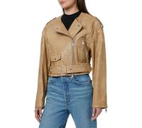 BOSS Cropped-Bikerjacke aus genarbtem Leder - Style C_Sadora, 50543026 Beige 36