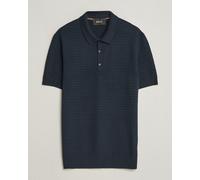 BOSS CAMEL Nadalione Silk/Cotton Knitted Polo Dark Blue Blau L