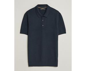 BOSS CAMEL Nadalione Silk/Cotton Knitted Polo Dark Blue Blau L