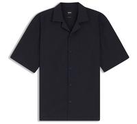 BOSS Relaxed-Fit Hemd aus Woll-Mix mit Mesh-Muster - Style P-LARS-CAMP-262, 50560702 Dunkelblau M