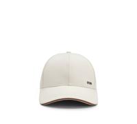 BOSS Cap aus Baumwoll-Canvas mit Lederbesatz - Style Zed-CA-LE, 50562788 Weiß ONESI
