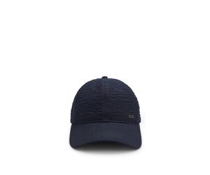 BOSS Cap aus Seersucker-Stretch-Baumwolle mit metallenen Logo-Buchstaben - Style Zed-Seersucker-CO, 50562264 Dunkelblau ONESI