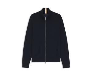 BOSS Cardigan aus Baumwolle und Schurwolle mit Reißverschluss - Style H-Idino, 50543150 Dunkelblau L