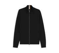 BOSS Cardigan aus Baumwolle und Schurwolle mit Reißverschluss - Style H-Idino, 50543150 Schwarz S