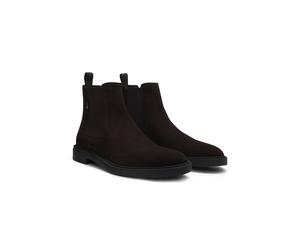 BOSS Chelsea Boots aus Veloursleder mit Signature-Nähten - Style Calev_Cheb_sdfb, 50552528 Dunkelbraun 46