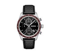 Chronograph BOSS "GRAND PRIX", schwarz, Armbanduhren, Herren, Chronograph, Quarzuhr, Armbanduhr, Herrenuhr, Lederarmband, analog, Tag (59599545-0) schwarz
