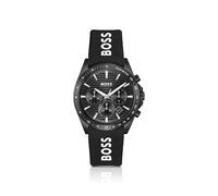 BOSS Chronograph mit schwarzem Zifferblatt und Silikonarmband mit Logo - Style STRIKE, 58565035 Schwarz ONESI