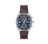 BOSS Chronograph Quarz Uhr für Herren Kollektion SKYTRAVELLER mit Dunkel-Braunes Lederarmband - 1514194