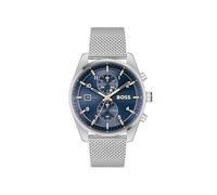 BOSS Chronograph mit Mesh-Armband und blauem Zifferblatt - Style SKYTRAVELLER, 58137005 Silber ONESI