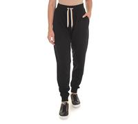 Relaxhose BOSS "CP Stripe_Pants Cuff", Damen, Gr. XS, N-Gr, schwarz (schwarz 001), Sweatware, Obermaterial: 48% Baumwolle, 48% Lyocell, 4% Polyamid, unifarben, casual, Basic, Hosen, mit kontrastfarben