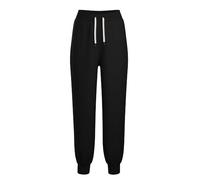 Relaxhose BOSS "CP Stripe_Pants Cuff", Damen, Gr. XS, N-Gr, schwarz (schwarz 001), Sweatware, Obermaterial: 48% Baumwolle, 48% Lyocell, 4% Polyamid, unifarben, casual, Basic, Hosen, mit kontrastfarben