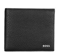 BOSS Geldbörse aus italienischem Leder mit silberfarbenem Metall-Logo - Style Crosstown_8 cc, 50470463 Schwarz ONESI