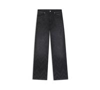 Weite Jeans BOSS ORANGE "Slouchy Premium Damenmode", Damen, Gr. 31, Länge 32, schwarz 002, Denim/Jeans, Obermaterial: 100% Baumwolle, Glitzermuster, weit lang, Jeans, Wide-Leg-Fit, Mid Rise, Glitzerde