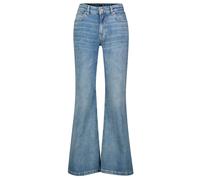 Bootcut-Jeans BOSS ORANGE "SOFT BOOTCUT LR Premium Damenmode", Damen, Gr. 27, N-Gr, blau (medium blau 422), Denim/Jeans, Obermaterial: 84% Baumwolle, 14% Hanf, 2% Elasthan, unifarben, casual, Jeans, L