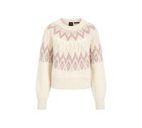 Strickpullover BOSS ORANGE "Fyrata Premium Damenmode", Damen, Gr. L, beige (open miscellaneous 962), Grobstrick, Obermaterial: 38% Schurwolle, 31% Wolle, 18% Polyamid, 13% Baumwolle, gemustert, hüftla