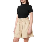 Shorts BOSS ORANGE "Tacolina Premium Damenmode", Damen, Gr. 42, N-Gr, open beige 287, Web, Obermaterial: 80% Viskose, 20% Leinen, unifarben, kurz, Hosen Shorts, High Waist mit doppeltem Bindeband, Pap