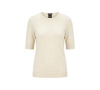 BOSS Damen Strickpullover aus Schurwolle, beige, Gr. L